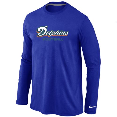 Nike Miami Dolphins Authentic Font Long Sleeve NFL T-Shirt - Blue